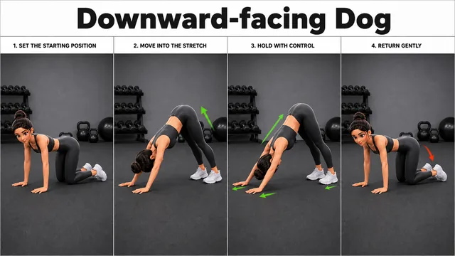 Downward-facing Dog exercise image showing key movement positions