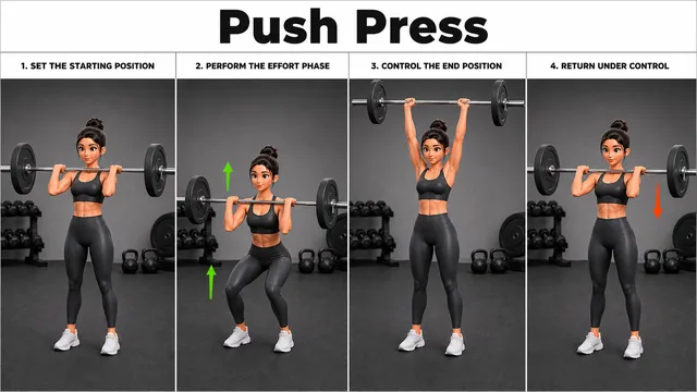 Push Press exercise image showing key movement positions