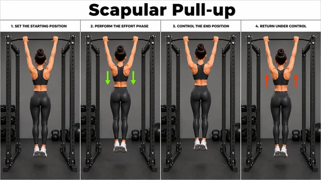 Scapular Pull-up exercise image showing key movement positions