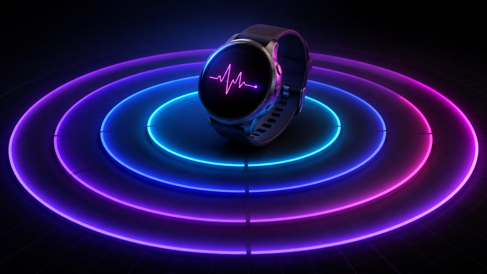 Fitness watch pulse surrounded by colored heart-rate training zones